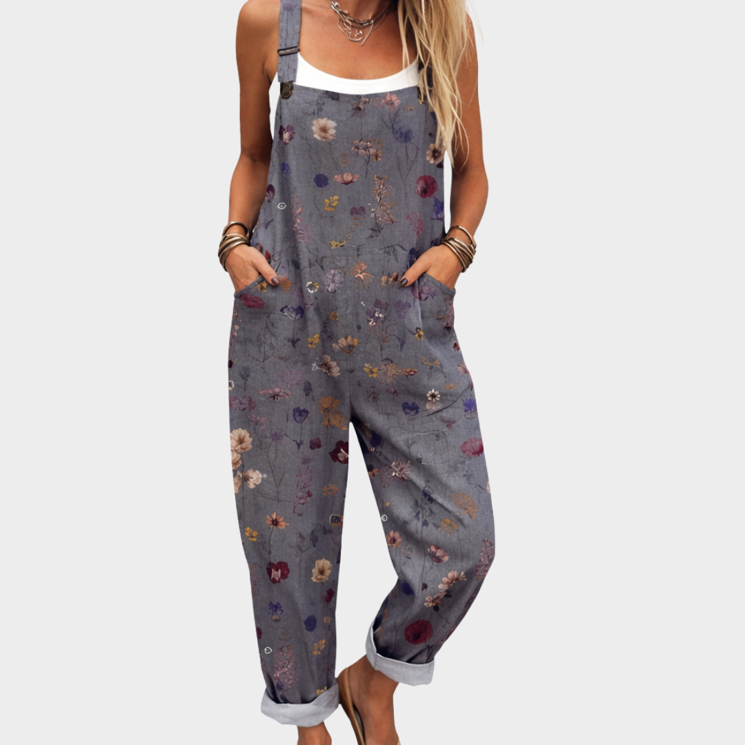 Printed Jumpsuit with Adjustable Straps for Women