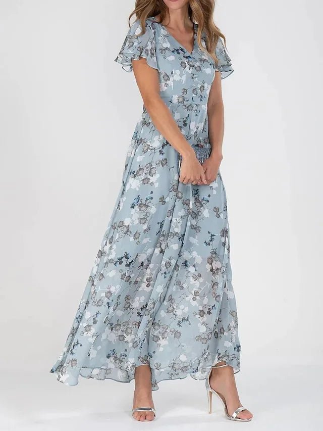 Women's Floral Print Chiffon Maxi Dress