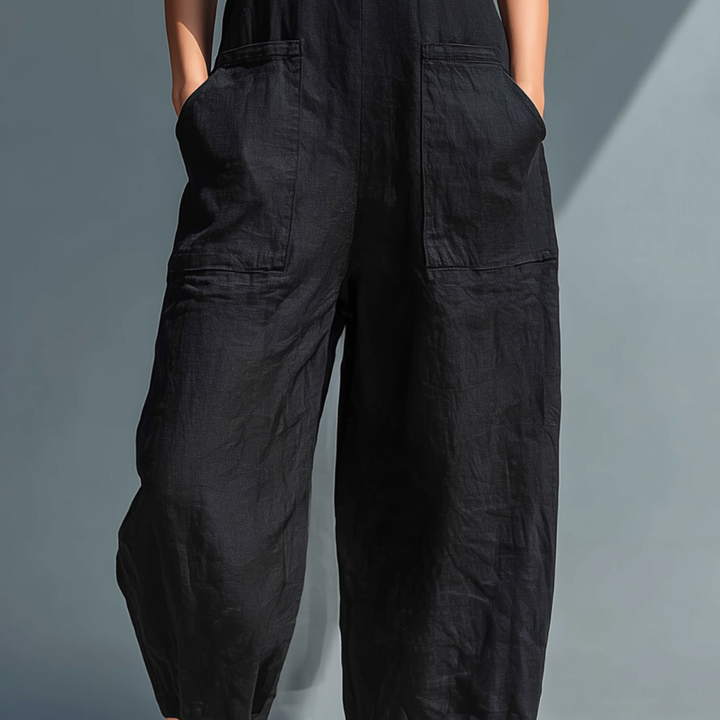 Buttoned Sleeveless Jumpsuit for Women