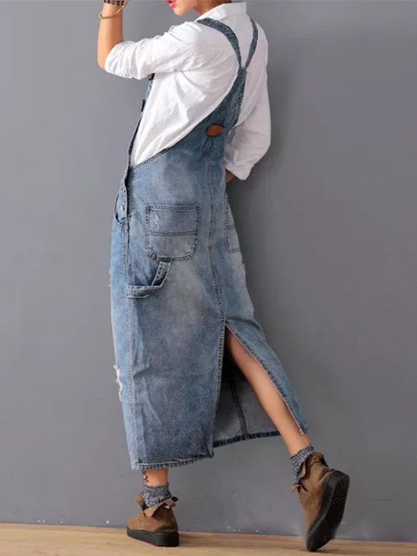 Women's Denim Overalls with Adjustable Straps