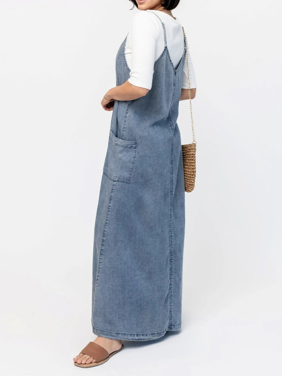 Relaxed Fit Denim Maxi Dress for Women