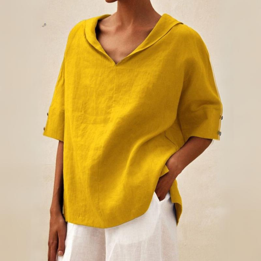 Textured Short Sleeve Top for Women with V-Neck