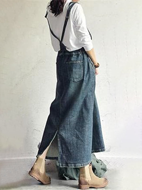 Adjustable Strap Denim Jumpsuit for Women