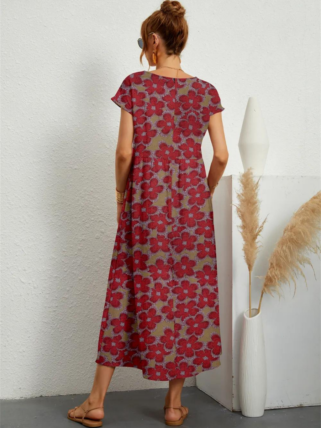 Cotton and Linen Printed Dress for Women