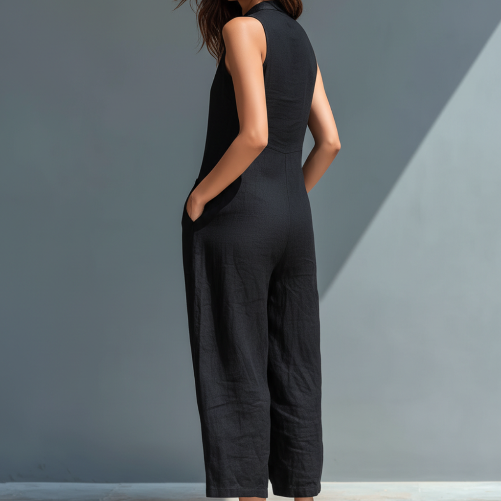 Buttoned Sleeveless Jumpsuit for Women