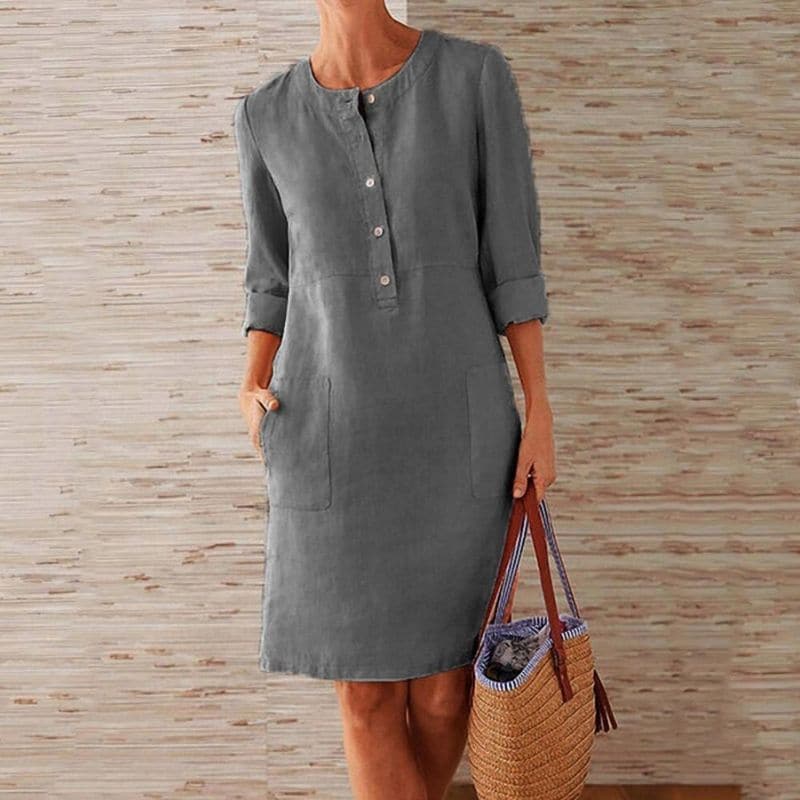 Cotton and Linen Dress with Pockets for Women | Perfect for Everyday Wear