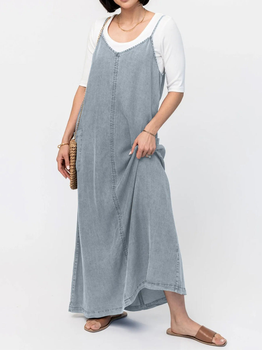 Relaxed Fit Denim Maxi Dress for Women