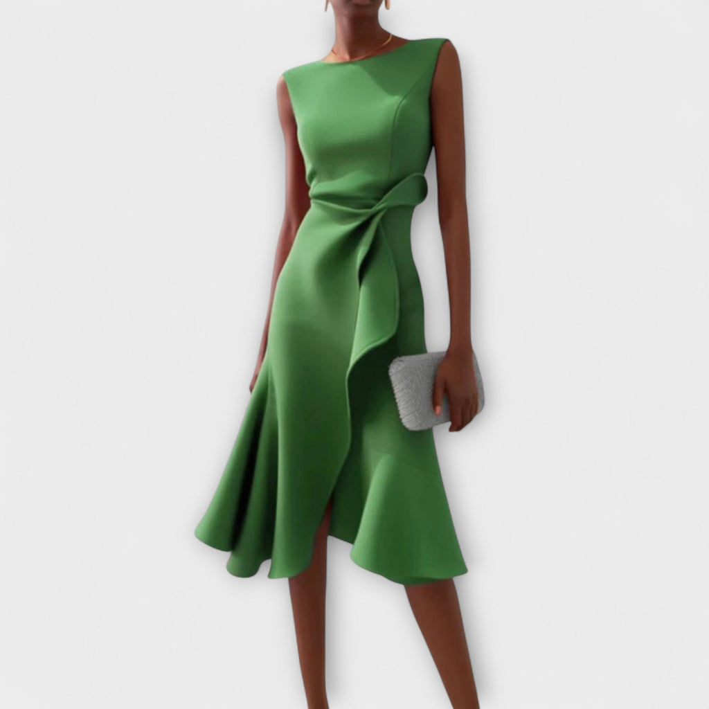 Asymmetric Draped Midi Dress for Women