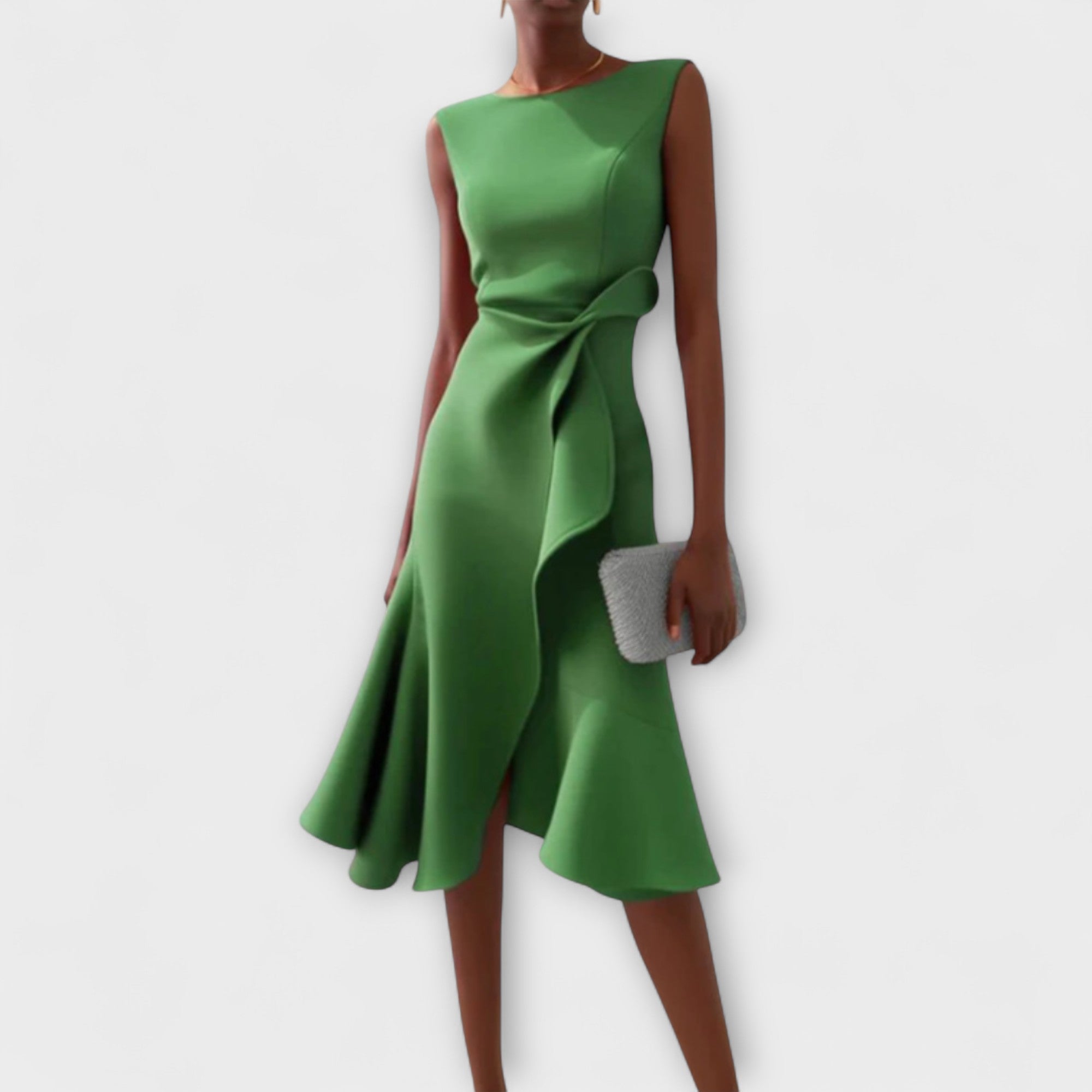 Asymmetric Draped Midi Dress for Women