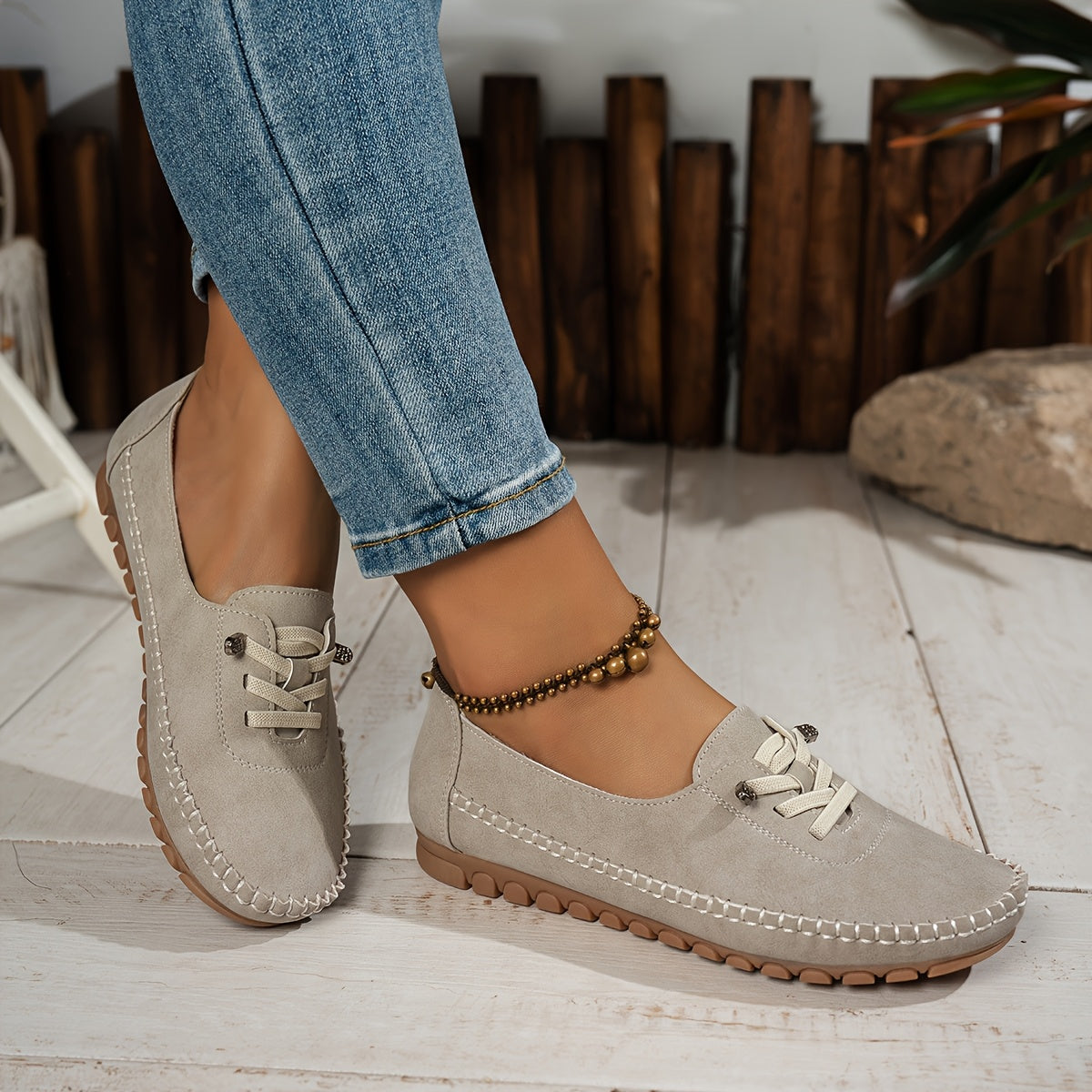 Round Toe and Low Heel Loafers for Women