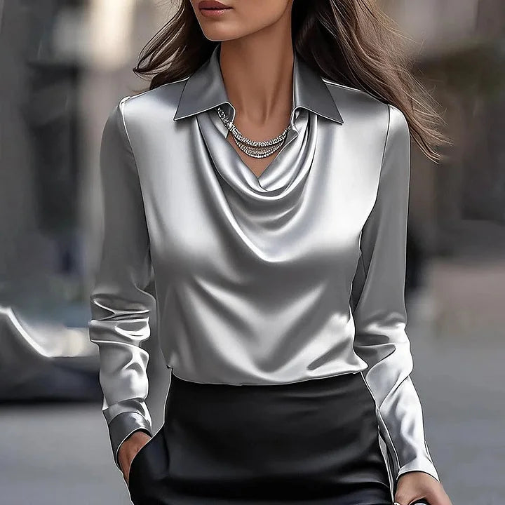 Elegant Blouse with Hanging Collar for Women