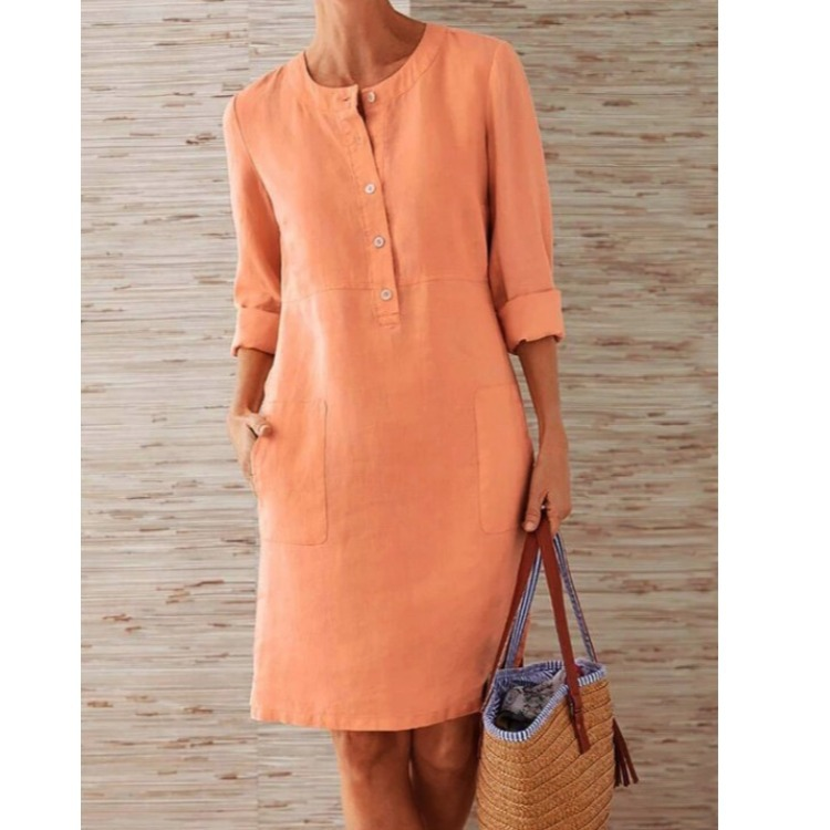Cotton and Linen Dress with Pockets for Women | Perfect for Everyday Wear