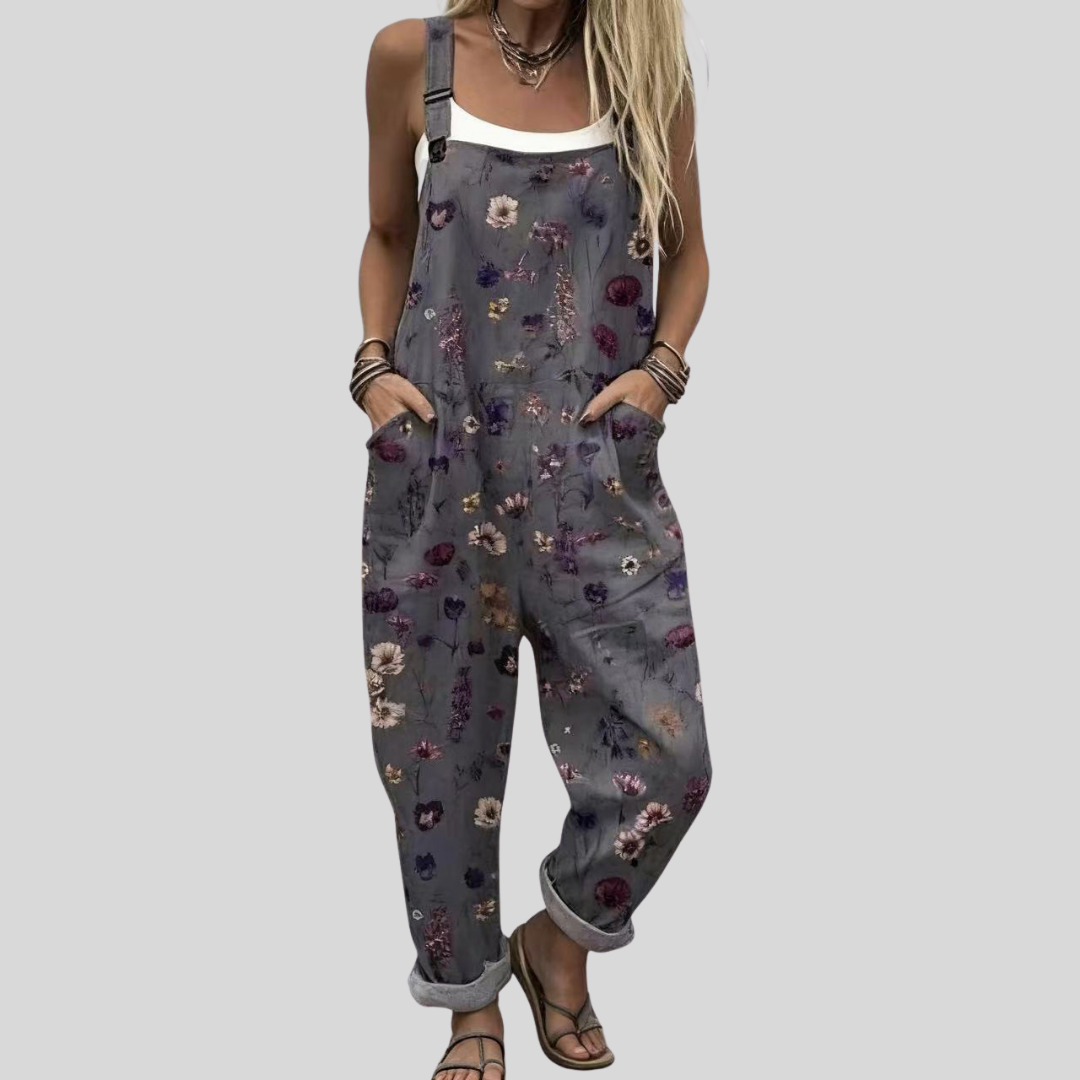 Adjustable Floral Print Jumpsuit for Women