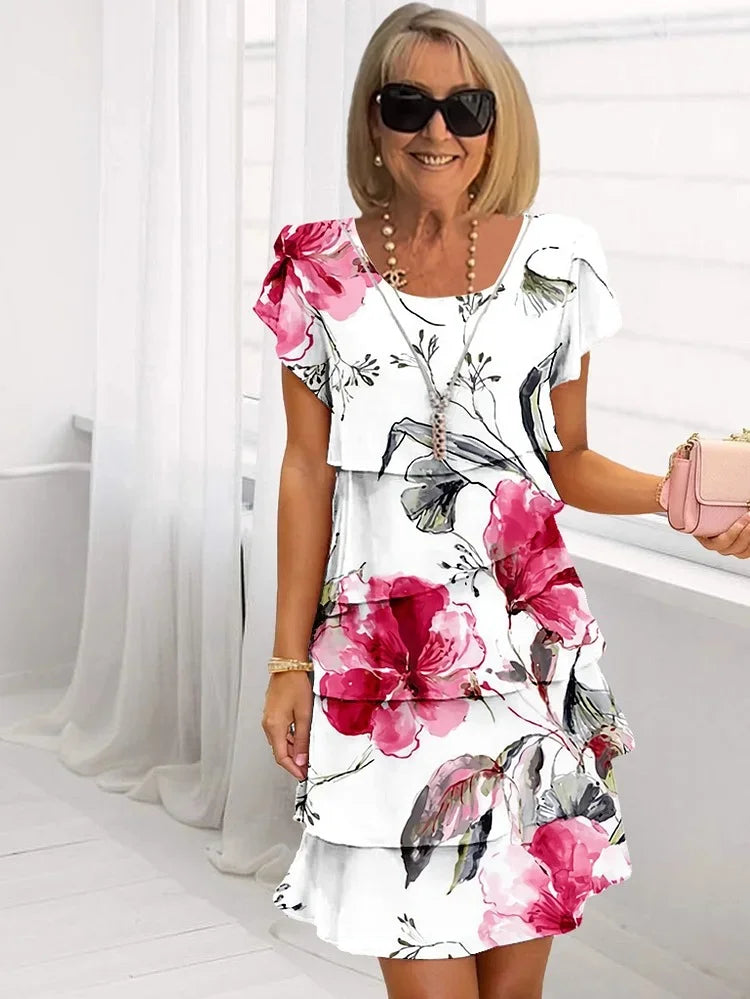 Pleated Dress with Floral Print for Women