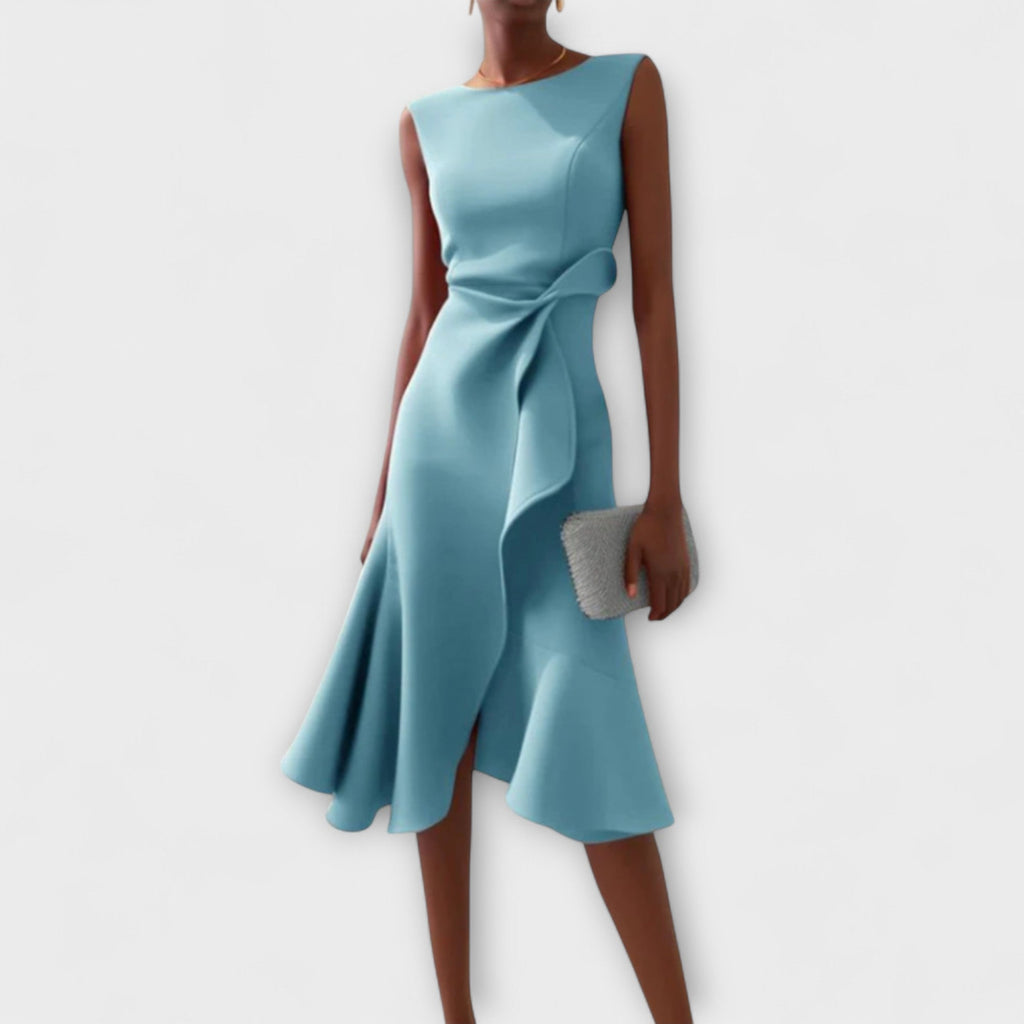 Asymmetric Draped Midi Dress for Women