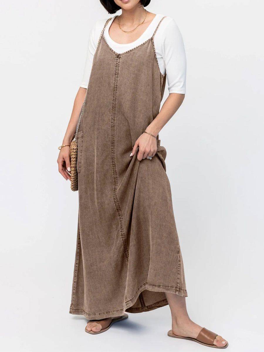Relaxed Fit Denim Maxi Dress for Women