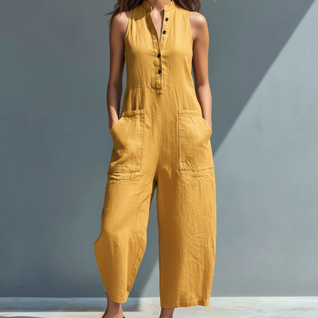 Buttoned Sleeveless Jumpsuit for Women