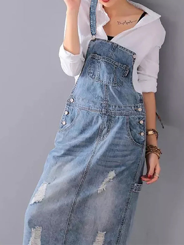 Women's Denim Overalls with Adjustable Straps