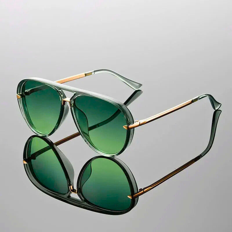 Aviator Sunglasses with Double Bridge Design for Women