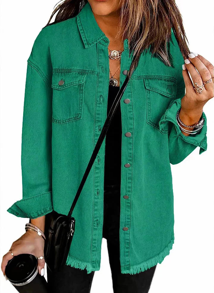 Relaxed Denim Shirt Jacket for Women