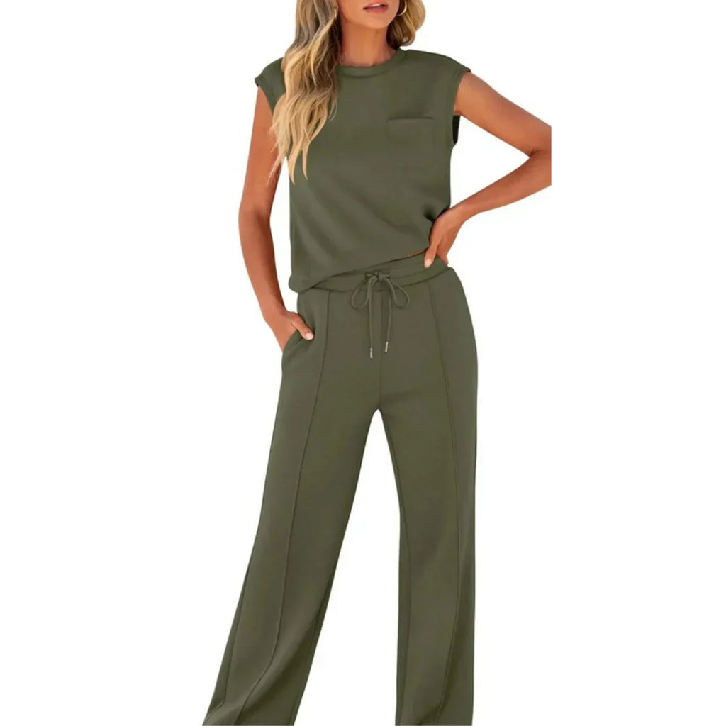 Women's Casual Sleeveless Top and Pants Set