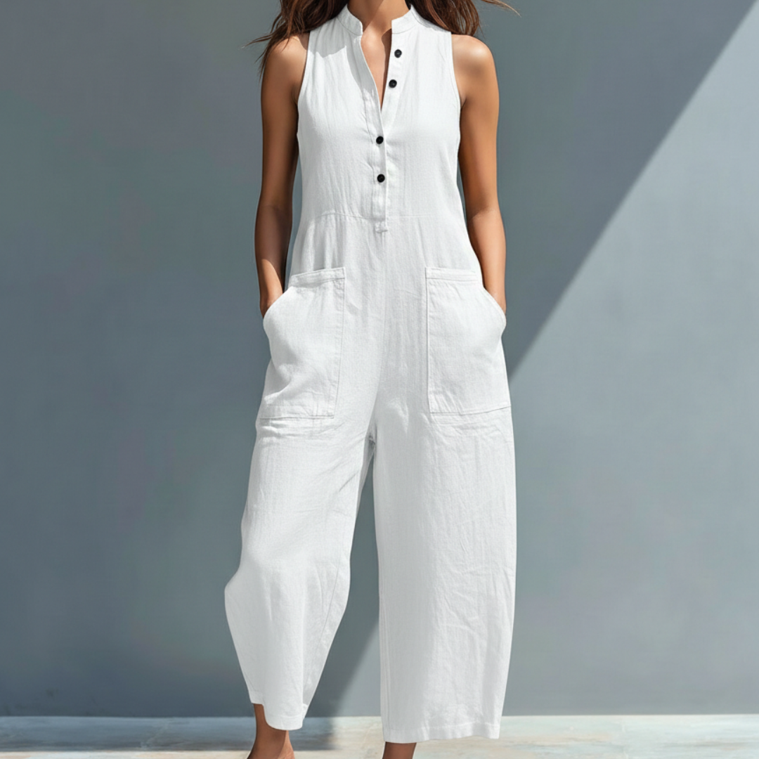 Buttoned Sleeveless Jumpsuit for Women