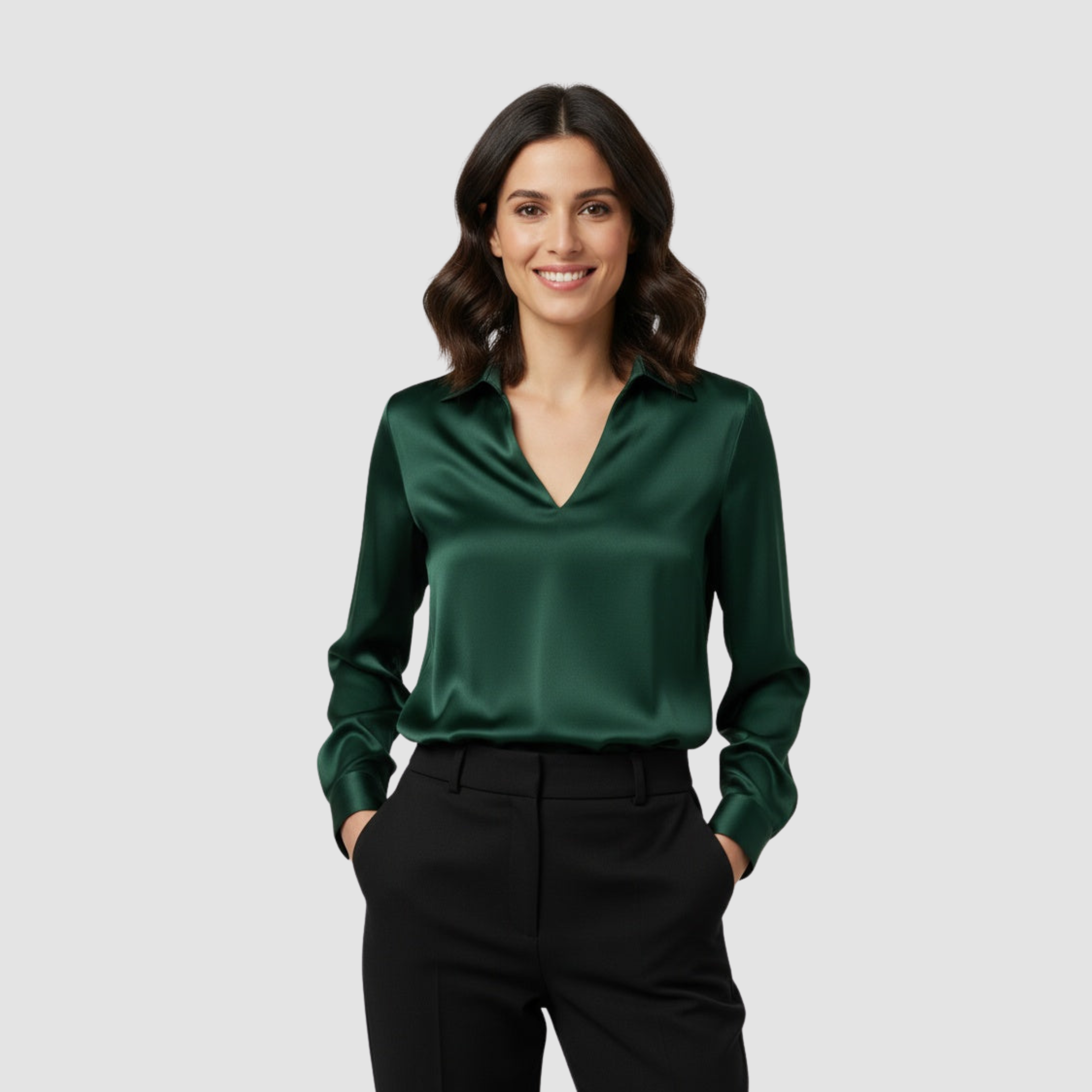 Elegant Blouse with V-Neck for Women