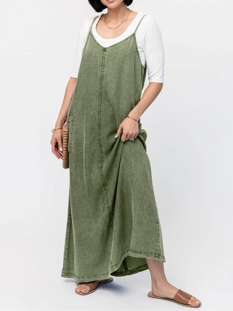 Relaxed Fit Denim Maxi Dress for Women