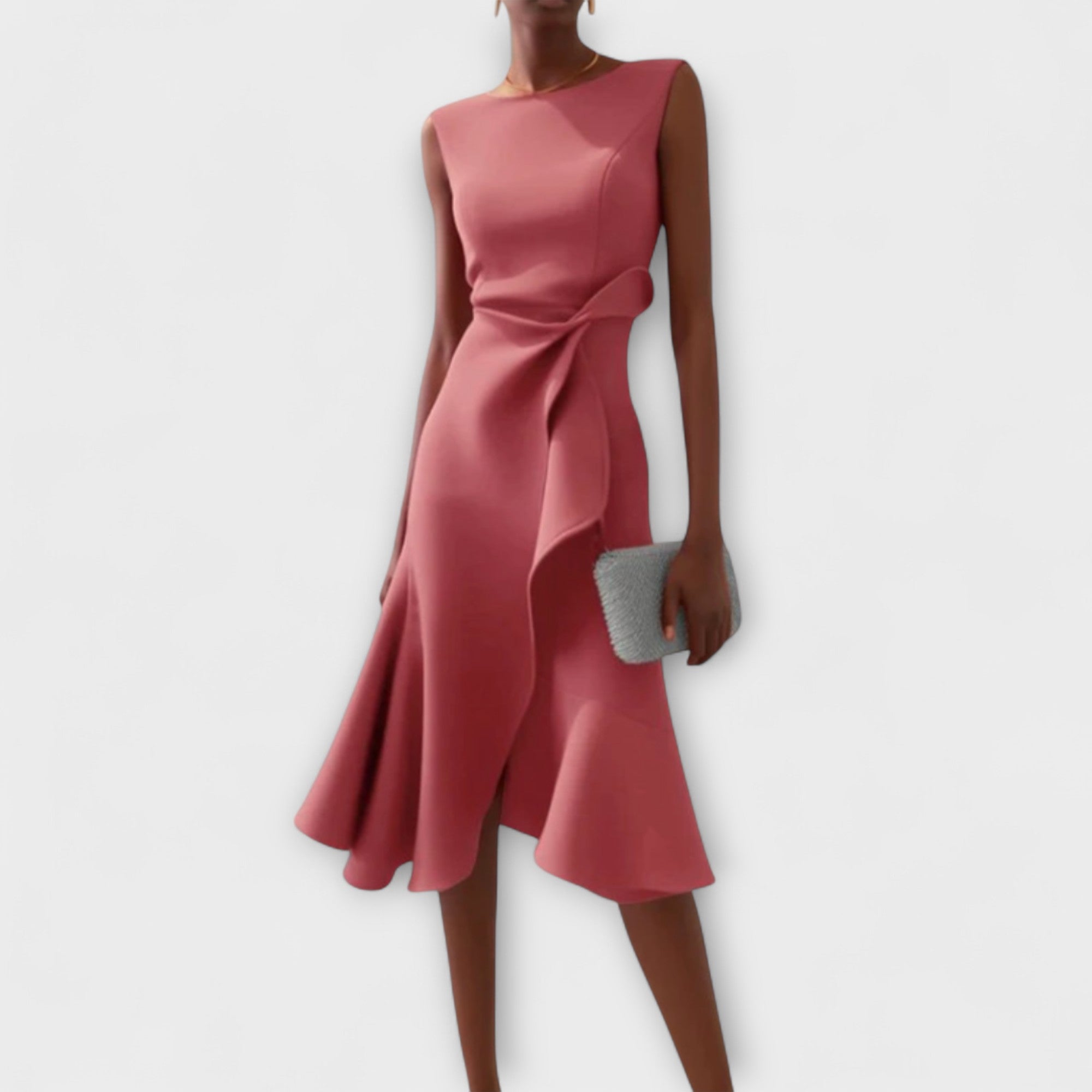 Asymmetric Draped Midi Dress for Women