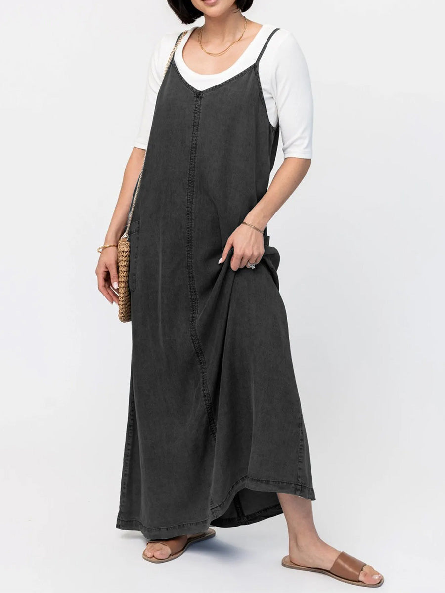 Relaxed Fit Denim Maxi Dress for Women