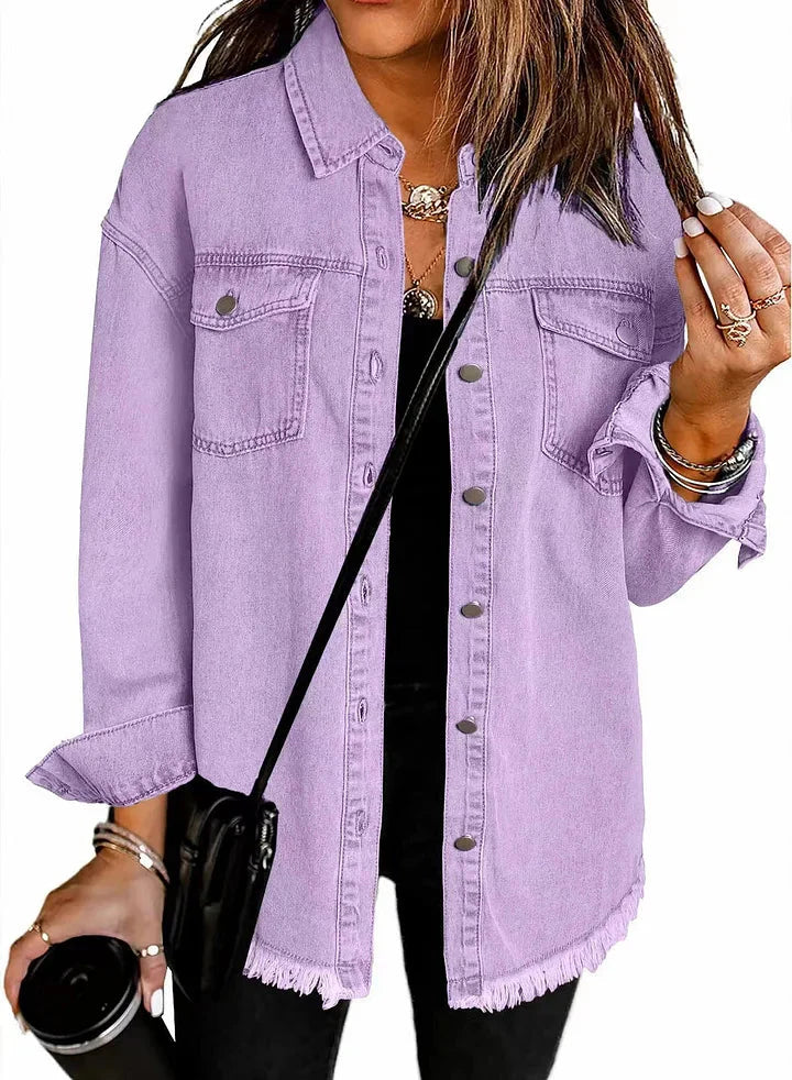 Relaxed Denim Shirt Jacket for Women