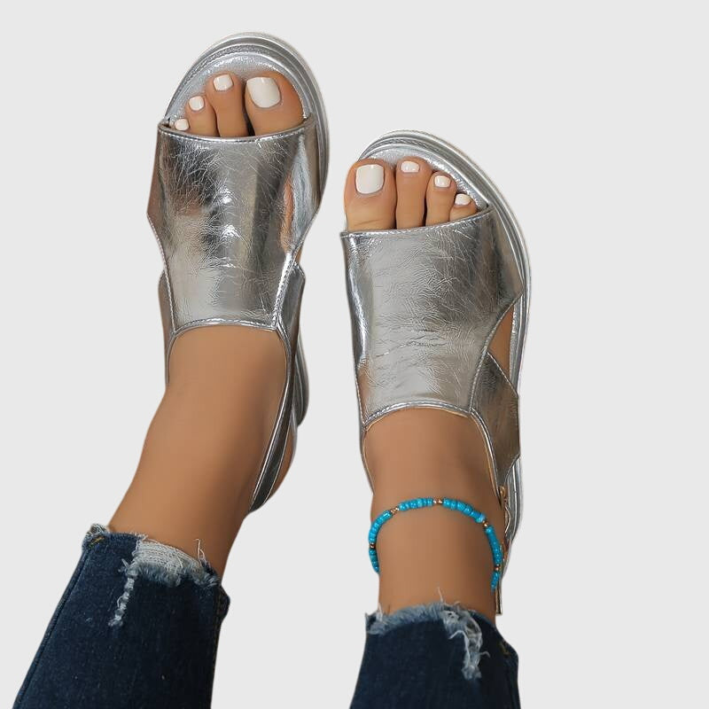 Wedge Sandals with Buckle and Open Toe for Women