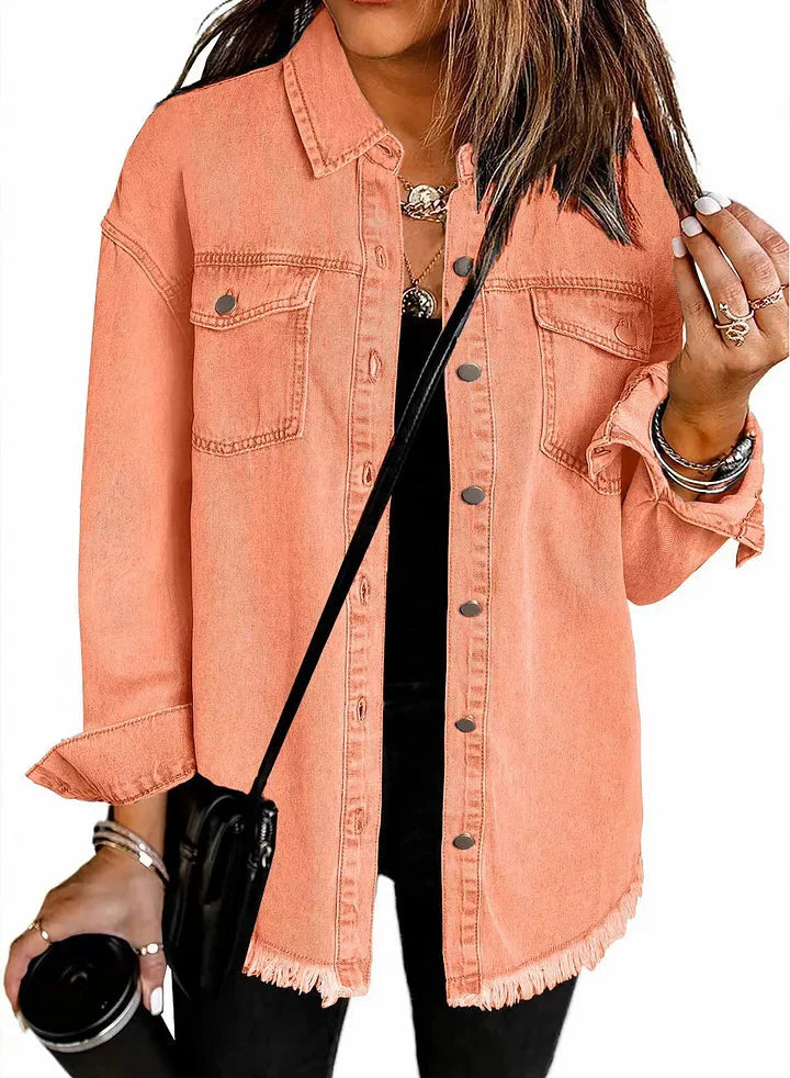 Relaxed Denim Shirt Jacket for Women