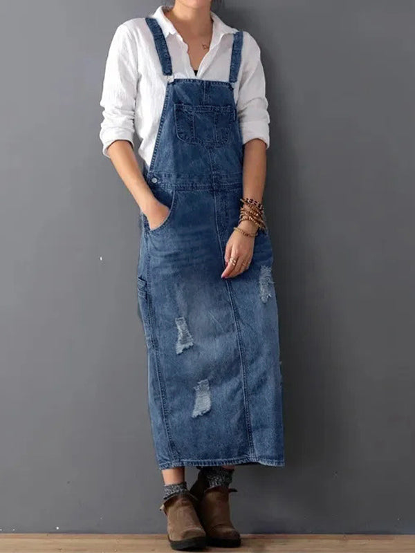 Women's Denim Overalls with Adjustable Straps