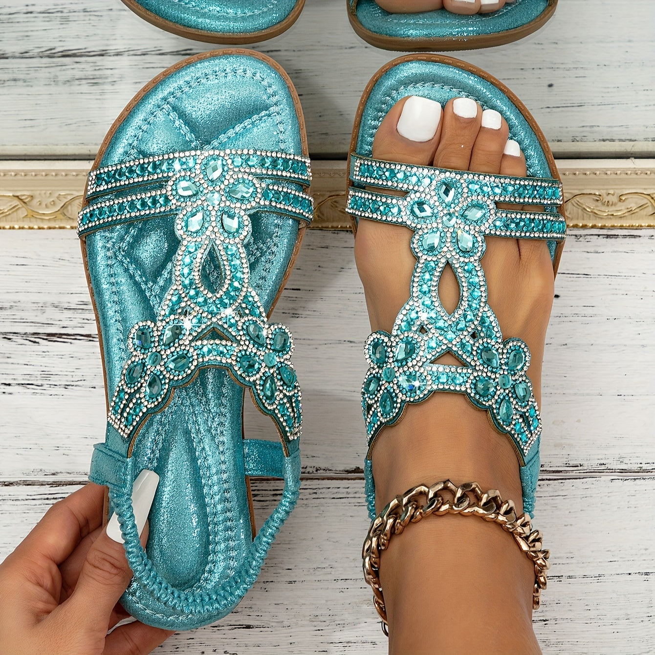Boho Sandals with Flowers and Studs for Women | Perfect for Vacations