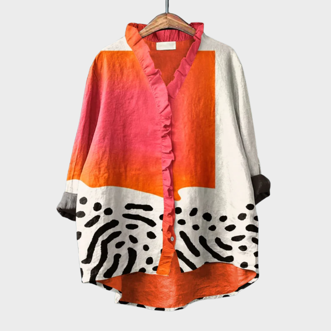 Loose Summer Blouse with Print for Women