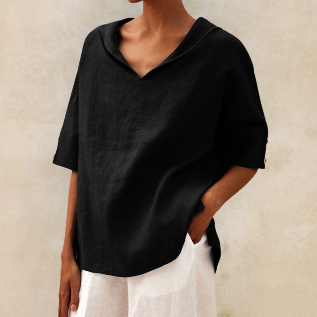 Textured Short Sleeve Top for Women with V-Neck