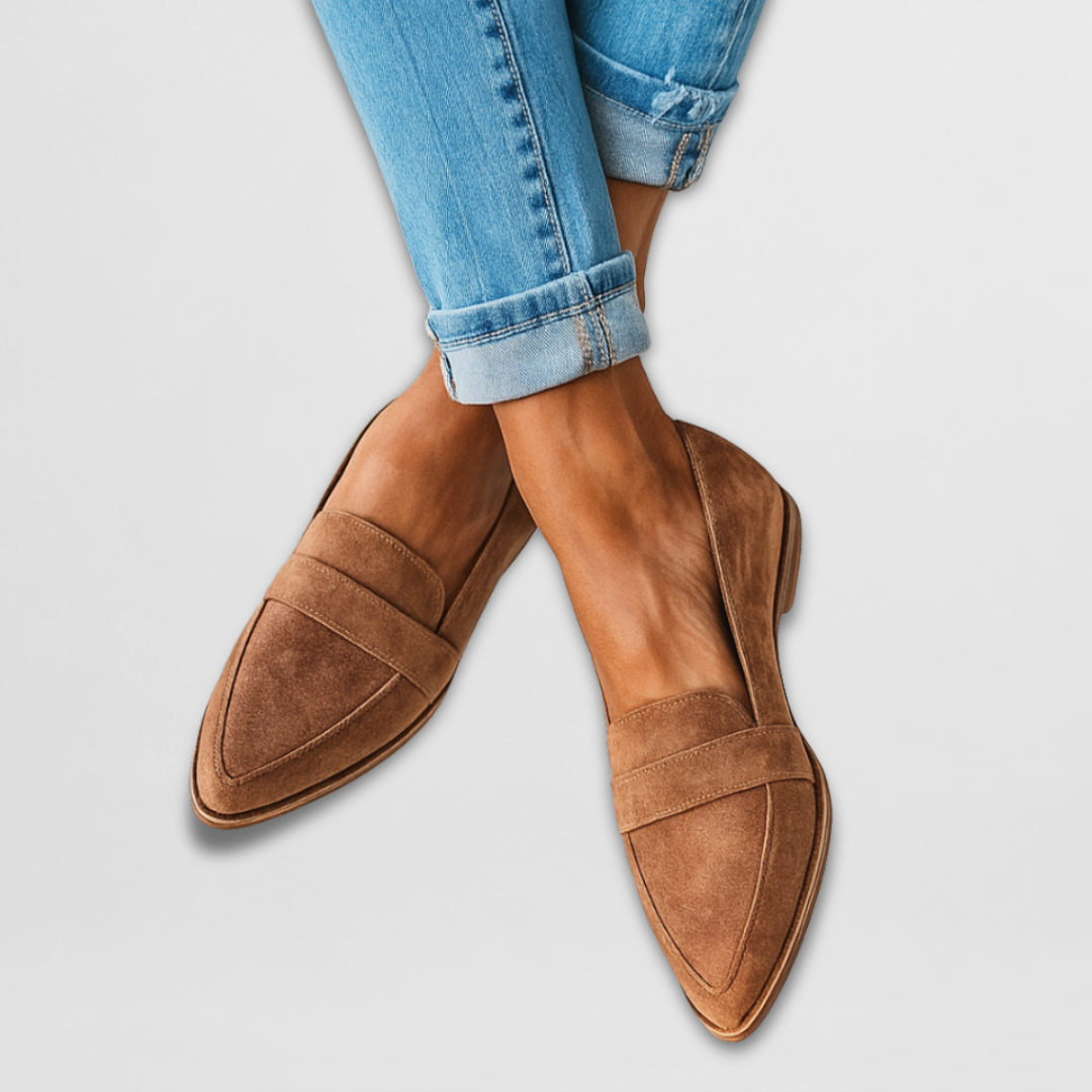 Suede Pointed Toe Loafers for Women
