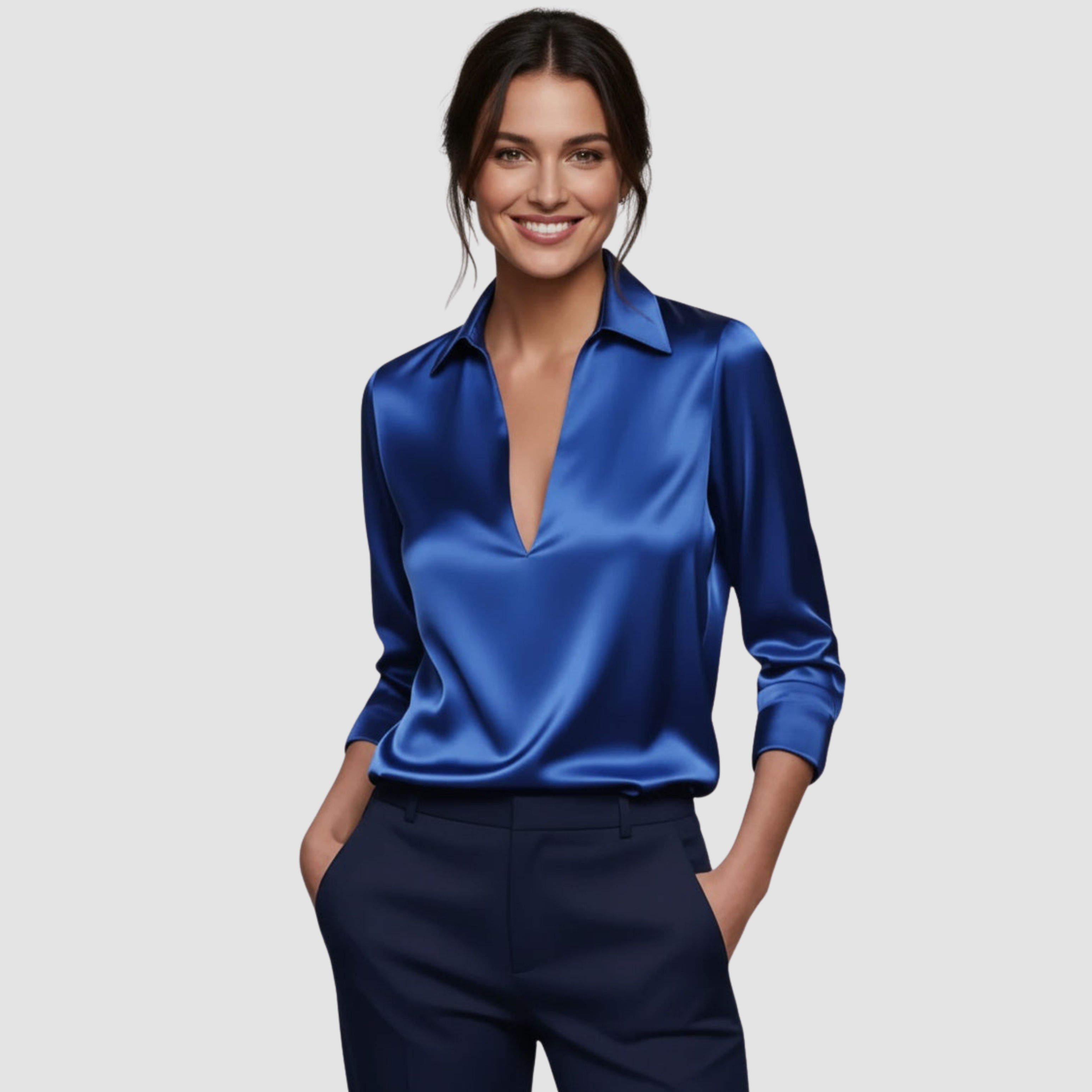 Elegant Blouse with V-Neck for Women