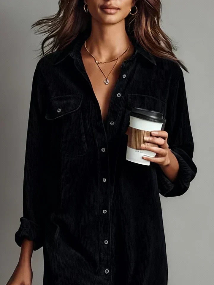 Long Sleeve Button Down Midi Shirt Dress for Women