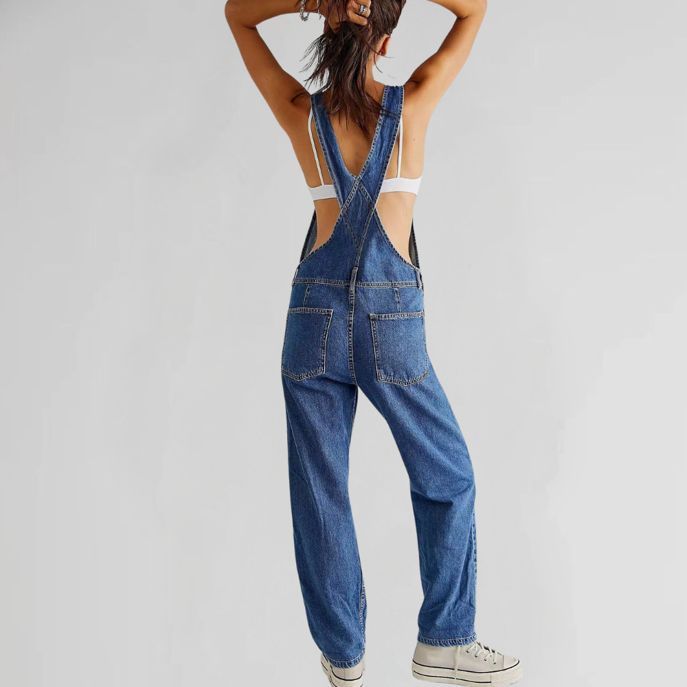 Denim Jumpsuit with Adjustable Straps for Women