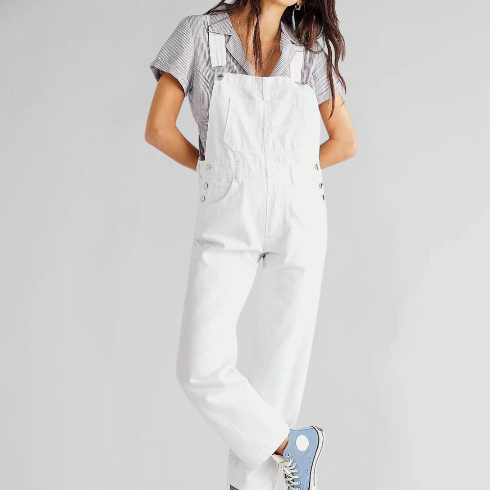 Denim Jumpsuit with Adjustable Straps for Women