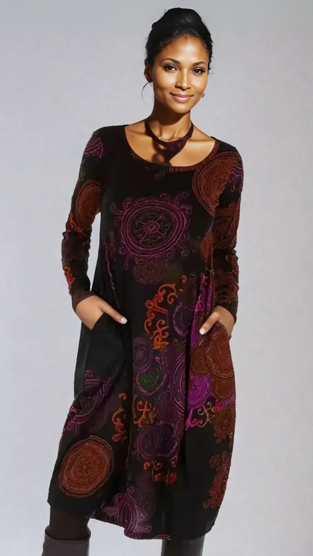 Midi bohemian dress for women