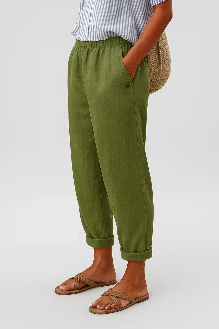 Wide-Leg Linen Cotton Pants for Women