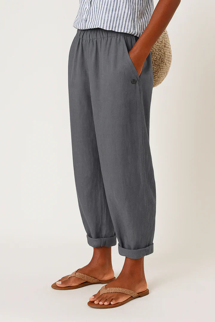 Wide-Leg Linen Cotton Pants for Women