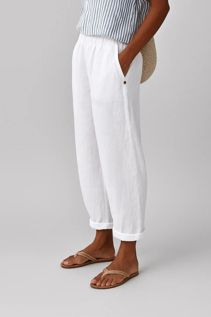 Wide-Leg Linen Cotton Pants for Women