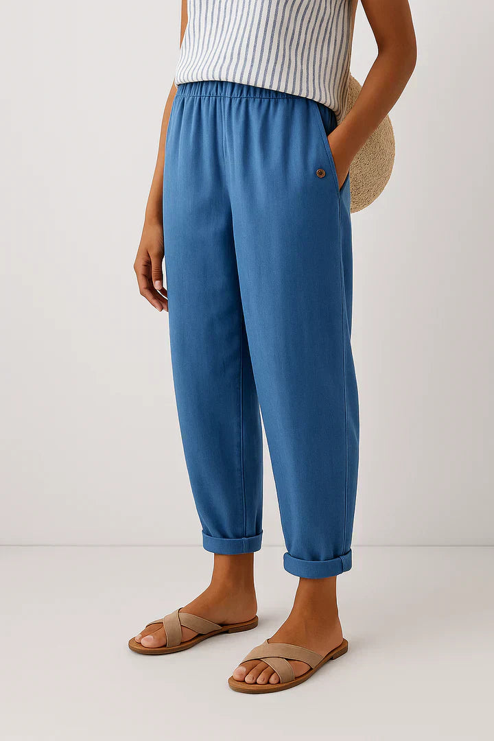 Wide-Leg Linen Cotton Pants for Women