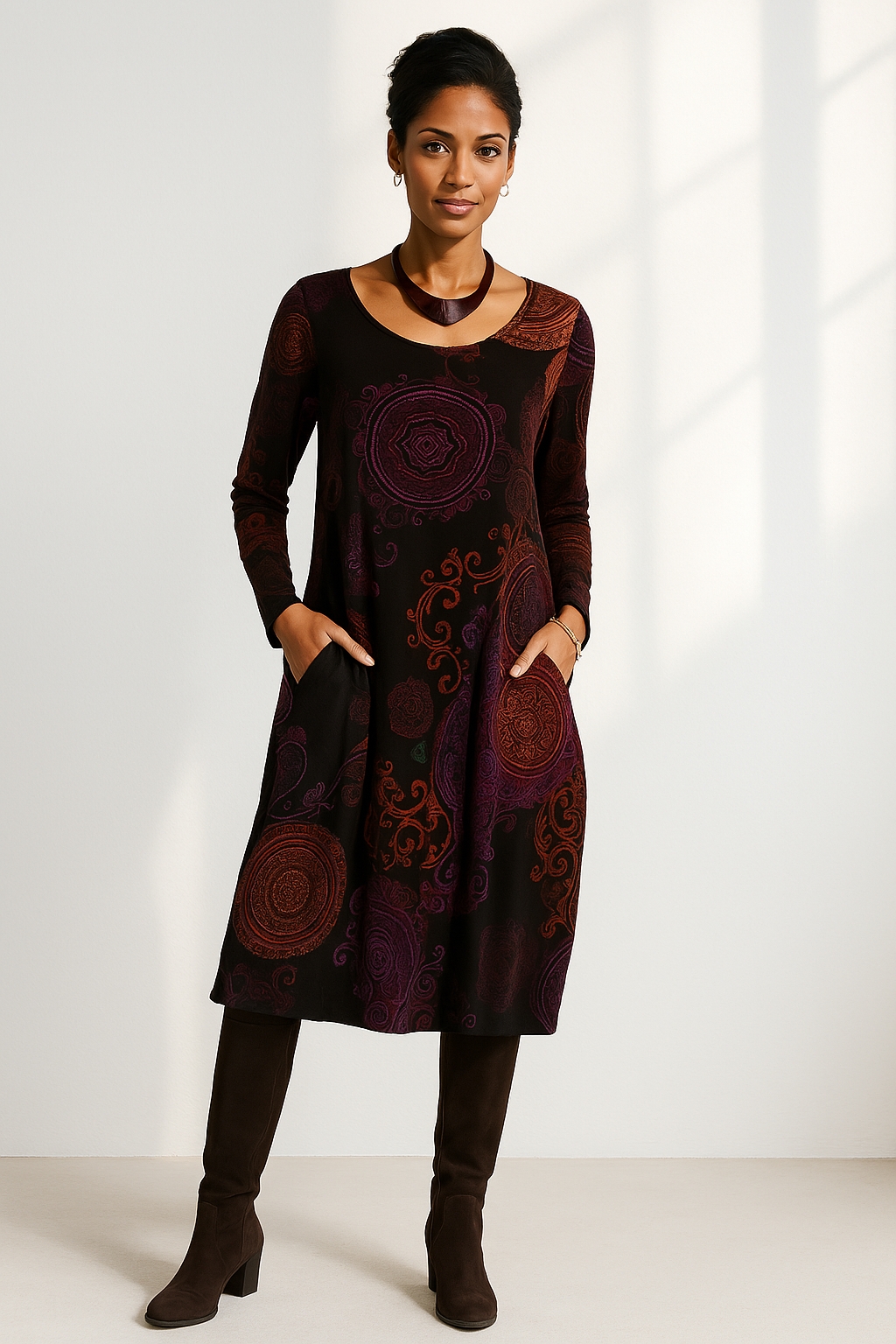 Midi bohemian dress for women