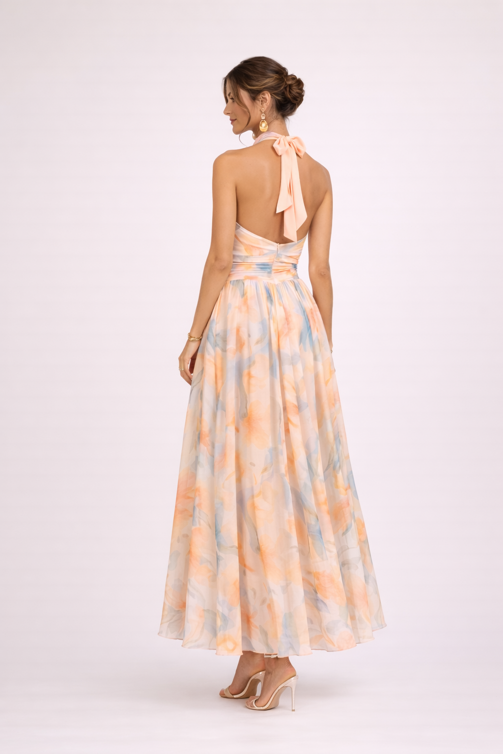Long Dress with Aquarelle Print for Women