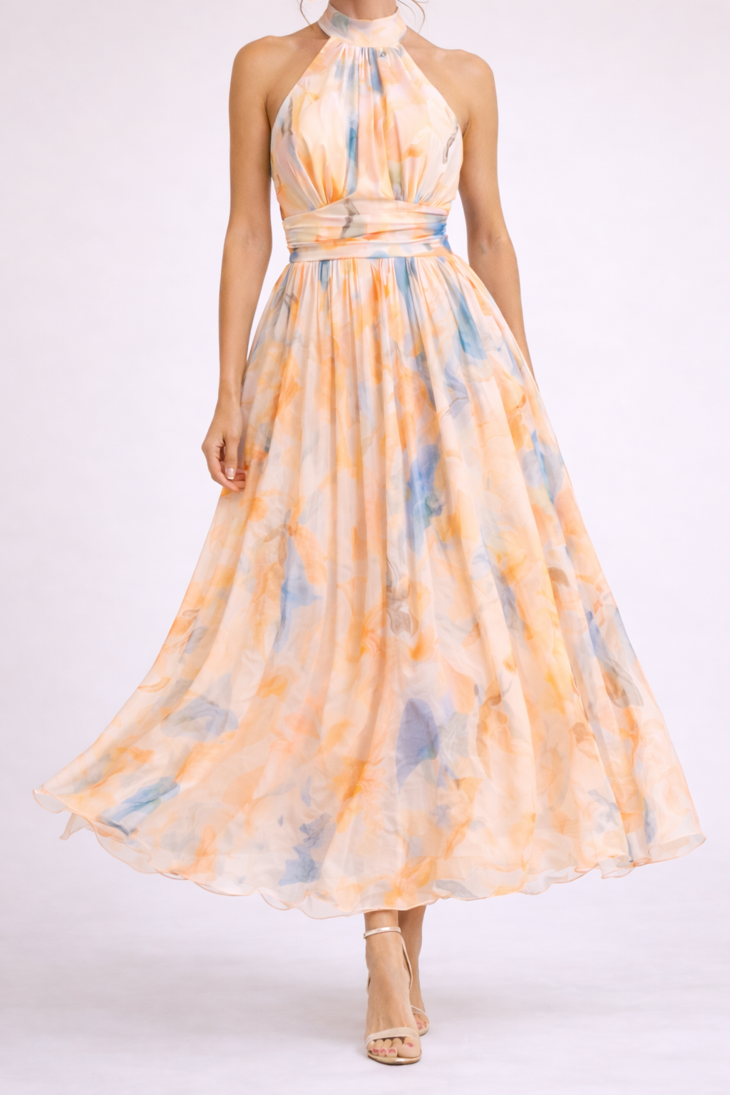 Long Dress with Aquarelle Print for Women